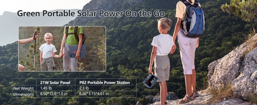 POWSTREAM 24000mAh Solar Generator with AC Outlet 120W Peak, 88.8Wh Portable Power Station with Panels 21W Included and Camping Lantern 248LM, Solar Powered Power Bank for Outdoor Camping Home Backup