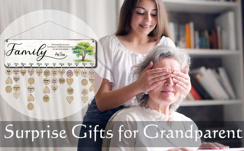 Birthday Gifts for Mom Grandma, Wooden Family Birthday Plaque Reminder Calendar Board Wall Hanging, Grandmother in Law Granny Present for Mothers Day Birthday Christmas Gift, FAMILY Sayings Pattern