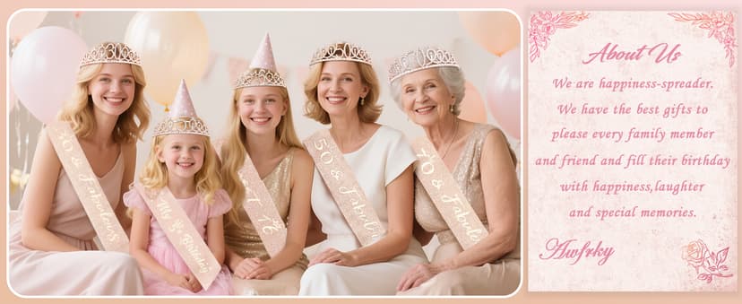 Sweet 16 Birthday Party Decorations for Girls, Sweet 16 Sash and Tiara, Cake Toppers, Number Candles and Balloons, 16th Birthday Gifts for Girls