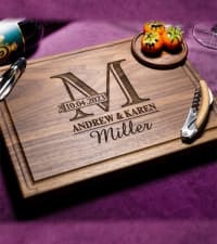 Personalized Cutting Board - Custom Engraved Wood Charcuterie Board - Best Wedding Gift Idea for Couples (Bride & Groom), Newlyweds - Handcrafted in USA from Premium Hardwood 002