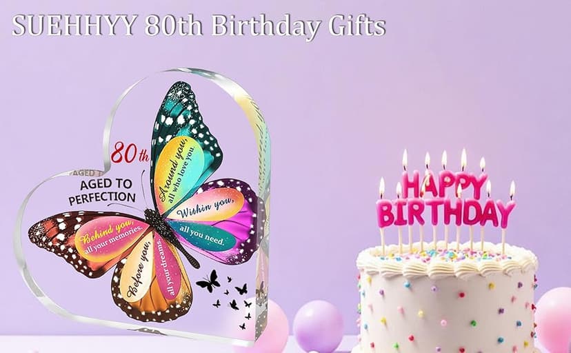 80th Birthday Gifts for Women Her, Acrylic Heart Sign Birthday Decorations Presents, 80 Year Old Bday Gifts for Mom, Aunt, Grandma, Sister, Best Friends, Wife, Her