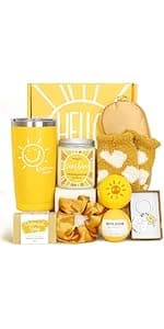 Gift Baskets for Women, 9pcs Unique Happy Birthday Gifts for Women, Best Mothers Day Christmas Gifts Get Well Soon Basket Appreciation Ideas Box w/Tumbler Her Mom Sister Friend Friendship Teacher