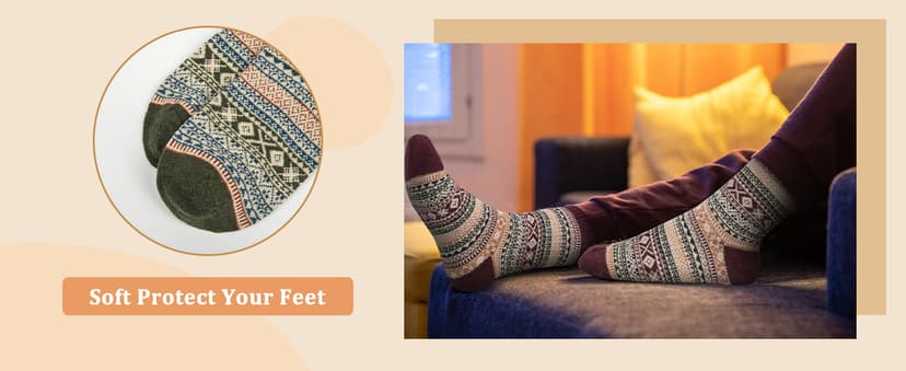 Senker Fashion Womens Wool Socks, Stocking Stuffers Gifts for Women Men Warm Soft Crew Boot Sock for Winter Hiking