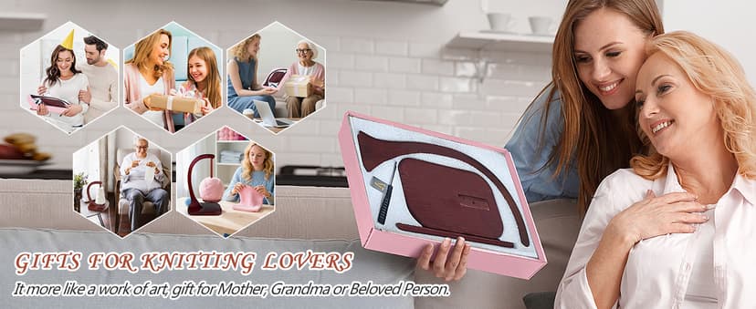 JUCPASH Yarn Holder for Crocheting and Knitting, Wooden Yarn Spinner with Magnetic Rotating Mechanism and Anti-Slip Pads, Crochet Gift for Knitting Lovers - Brown