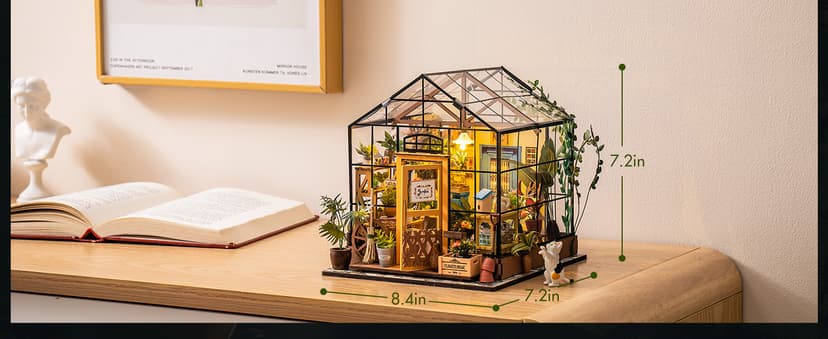 Rolife DIY Miniature House Kit Greenhouse, Tiny House Kit for Adults to Build, Mini House Making Kit with Furniture, Halloween/Christmas Decorations/Gifts for Family and Friends (Cathy's Greenhouse)