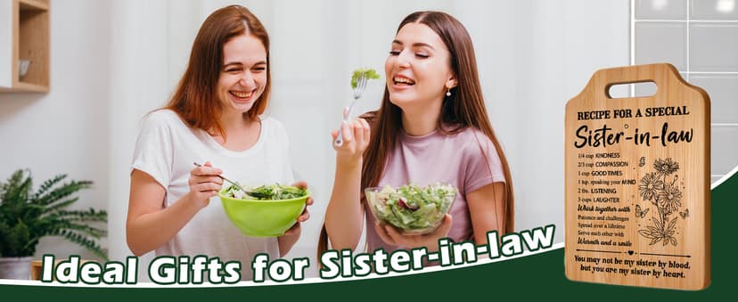 Gifts for Sister in Law, Sister In Law Birthday Gifts, Unique Recipe Cutting Board for Sister in Laws, Mothers Day, Christmas, Housewarming Gifts for Sister in Law Adult