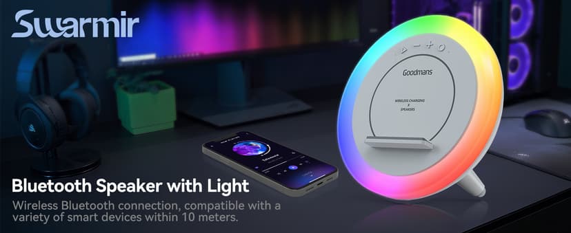 Bluetooth Speaker with Lights, Wireless Charging Speaker, Best Birthday Gift Ideas Teenage,Applicable for Bedroom/Teen Girl Gifts/Please use The Original Adapter(5W Wireless Charging)