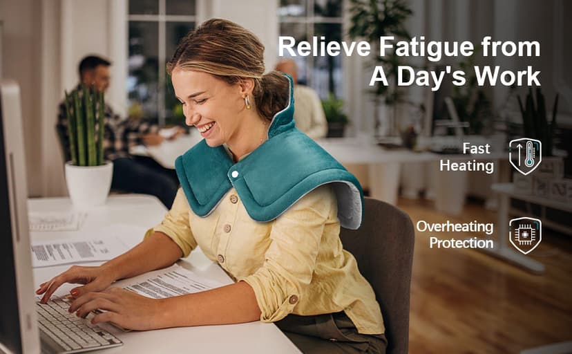 Heating Pad for Neck and Shoulder Pain Relief, Birthday Christmas Gifts for Women Mom Wife, 2lb Heated Neck Wrap Warmer for Daily Comfort, 6 Heat Settings 2 Hours Auto Shut Off, 17x23 inch, Blue