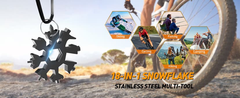 Stocking Stuffers Gifts for Men 18-in-1 Snowflake Multitool, Christmas Birthday Gifts for Men Dad Husband Him Grandpa, White Elephant Gifts for Dad Who Have Everything, Cool Gadgets Tools