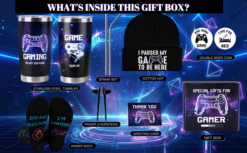 Gamer Gifts for Men Teens Boys, Cool Gaming Gift Bulk Set for Game Lover, Gaming Mugs, Teen Boy Gift Gaming Stuff, Birthday Valentine Christmas Gifts for Gamers Men Girl Boyfriend Husband Teenage Idea