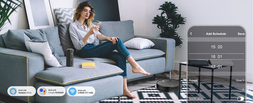 Robot Vacuum and Mop Combo, 2 in 1 Mopping Robotic Vacuum Cleaner with Schedule, Wi-Fi/App/Remote, Strong Suction, Self-Charging, Slim, Ideal for Hard Floor, Pet Hair, Low-Pile Carpet