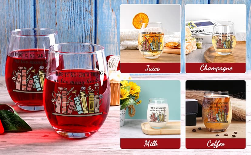 Futtumy Gifts for Book Lovers Women, Book Lover Wine Glasses 17oz, Gifts for Readers Book Lovers, Funny Reading Bookish Book Lovers Gift for Birthday Christmas Mother's Day