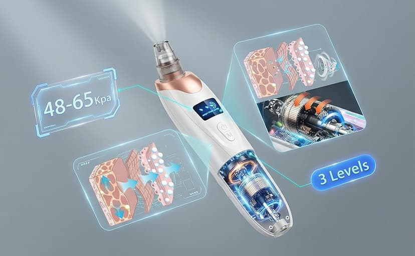 2026 Pore Vacuum, USB Rechargeable Blackhead Remover Vacuum,3 Levels Adjustable Pore Vacuum Blackhead Remover, with 5 Suction Power,6 Probes,Face Vacuum Pore Cleanser for Women & Men-White