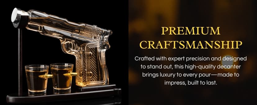 Gifts for Men Dad, 10.1 Oz Whiskey Gun Decanter Set + 2 Bullet Glasses - Unique Birthday Pistol Gift Ideas Daughter Son, Personalized Liquor Dispenser - Scotch Bourbon Vodka, Him, Brother Husband