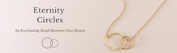 HOPE LOVE SHINE New Mom Necklace – Pregnancy Gift for Expecting Mom, First Time Mom Jewelry – Sterling Silver/Gold Double Circle Pendant with Gift Box