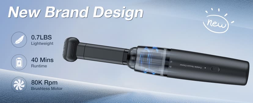 Car Handheld Vacuum Cordless 13000 PA Suction Power, Portable Mini Vacuum Cleaner for Car Home Office and Pet Hair, Black