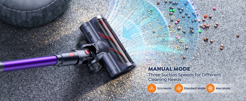 Cordless Vacuum Cleaner, 2 Batteries 110 Mins Runtime Vacuum Cleaners for Home, 45KPA 550W Stick Vacuum with Brushless Motor, Automatically Adjust Suction, Handheld Vacuum for Pet Hair/Carpet/Floor