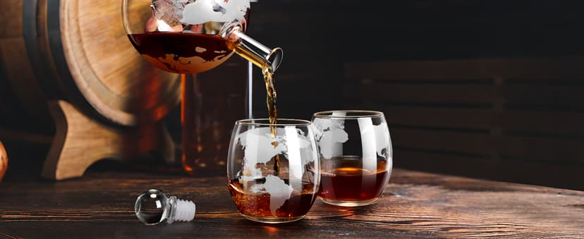 Whiskey Decanter Sets for Men, Whiskey Decanter Globe Set with 2 Etched Globe Whisky Glasses for Liquor, Bourbon, Cocktails, Vodka, Scotch liquor decanter Sets - 850ml