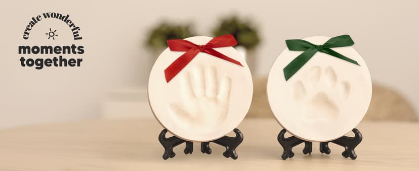 Baby Hand and Footprint Kit Girls, Boys - Personalized Baby’s First Christmas Ornament Kit, Newborn Christmas Gifts for New Mom, Cute Shower Gifts, Easy to Use Handprint Ornaments(Gold Paint, Cherish)