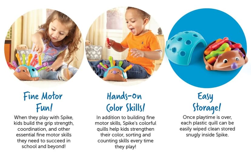 Learning Resources Spike The Fine Motor Hedgehog - Toddler Montessori Toys, Stacking Shape, Gifts For Boys And Girls, Sorting And Matching Skill Activities, Educational Games, Kindergarten
