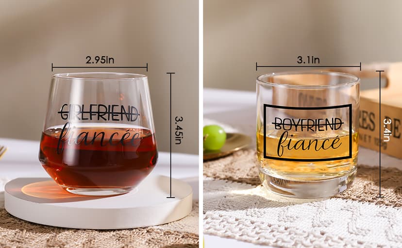 Engagement gifts for couples gifts for Newly Engaged,2025 Engagement present for Her Fiance Fiancee wine glasses for Women,Mr Mrs Gifts engaged gifts for Bridal,Women Engagement Gifts