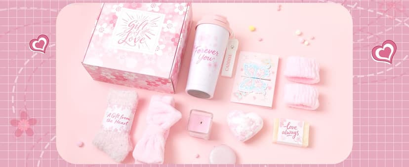 Birthday Gifts for Women - Cherry Blossom Spa Gift Box with Tumbler, Self Care Package for Mom Wife Sister Friend Grandma, Thank You Relaxation Basket for Mother’s Day Valentine’s Day Christmas (Pink)