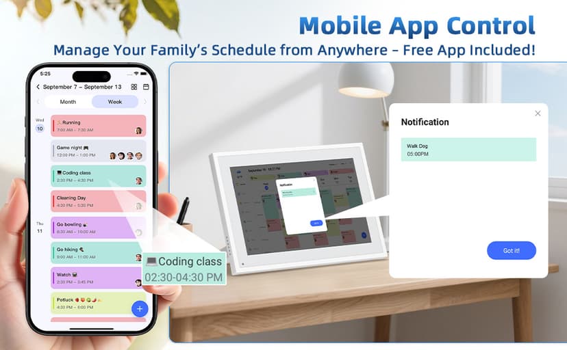 Calendar Digital 10.1 Inch, Digital Frame Combined Smart Touch Screen Electronic Wall Planner Family Organizer Chore for Family Schedules Gift for Mother Mom Women Grandpa