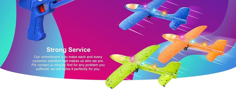 Fuwidvia 3 Pack Airplane Launcher Toys, 13.2'' LED Foam Glider Plane Toy for Boys, 2 Flight Modes Outdoor Flying Toys Birthday Gifts for Boys Girls 4 5 6 7 8 9 10 11 12 Year Old (Blue&Green&Orange)
