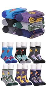FNOVCO Girls Knee High Socks Kids Crazy Fun Gift Cute Animal Patterns Cotton Long Socks 6 Pairs