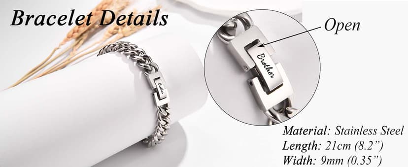 Dad Son Grandson Uncle Nephew Brother Husband Boyfriend Gifts for Men Boys, Cuban Chain Link Bracelet Gifts Graduation Back to School Birthday Christmas Anniversary Valentines Day Gifts for Him Men Teen Boys
