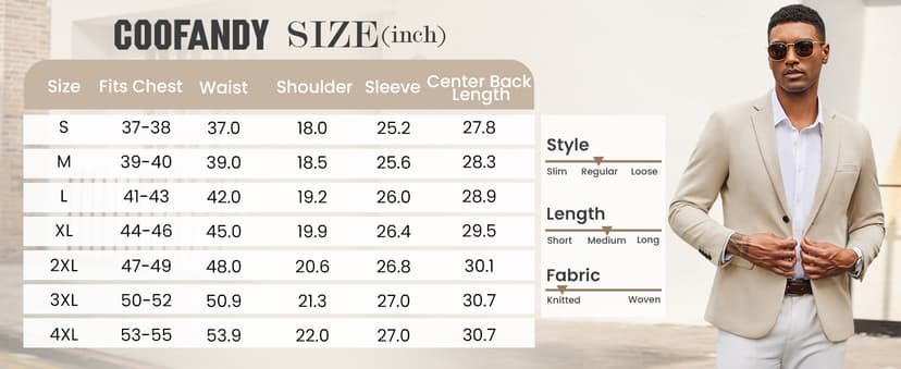 COOFANDY Mens Casual Blazer Knit Sport Coat Lightweight Two Button Suit Jacket