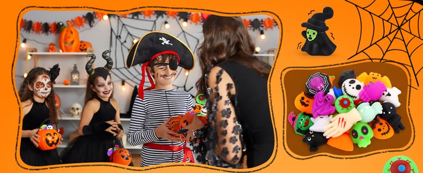 OCATO 30Pcs Halloween Mochi Squishy Toys Halloween Party Favors for Kids Halloweens Toys for Trick or Treat Bulk Non Candy Halloweens Treats Gift Goodie Bags Fillers Party Supplies for Kids Boys Girls