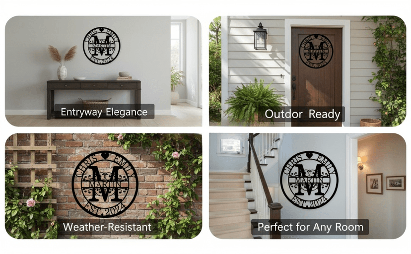 Custom Metal Signs | Personalized Monogram Name Sign | Wedding Gifts for Couples 2025 | Outdoor Wall Art for Family Name | Anniversary Wedding Gifts for Women, Wife, Parents, couple