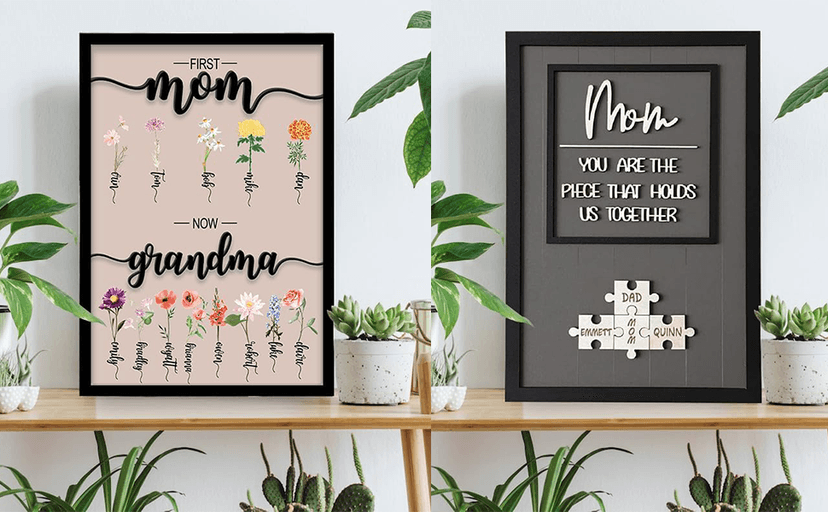 Personalized Mom's Garden Frame Sign With Grandchildren Names and Birth Flower For Mother's Day Gift, Grandma Gifts, Personalized Mother's Day Gift, Custom Grandmas Garden Sign (Style 14)