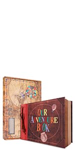 JIMBON Our Adventure Book Scrapbook Photo Album Retro Style Embossed Letter Cover Travel Diary Journal Scrap Book Kit For Couples,Memory Book For Anniversary Wedding