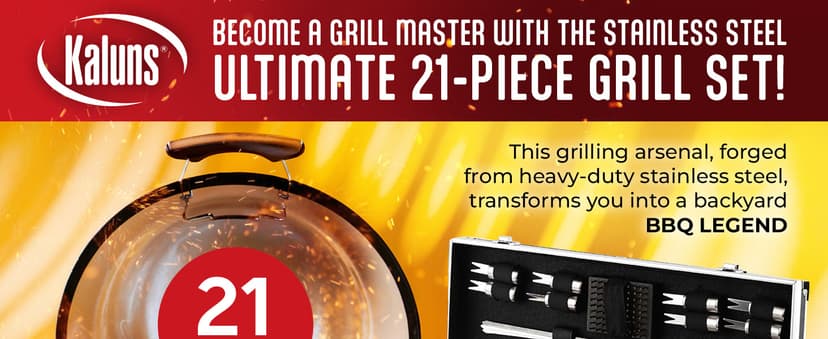 Kaluns Grilling Accessories, Birthday Gifts for Men Grilling Gifts, Heavy Duty Stainless Steel BBQ Grill Tools Set for Outdoor Grill with Aluminum Case and Apron, Husband Dad Gifts for Christmas