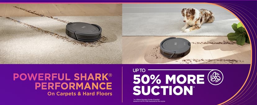 Shark Navigator Robot Vacuum and Self-Empty Base with Bagless 60-Day Capacity Self-Empty Base, SmartPath Navigation, Powerful Pet Hair Pickup, Anti-Hair Wrap, For Carpets & Hard Floors, Grey, RV2120AE