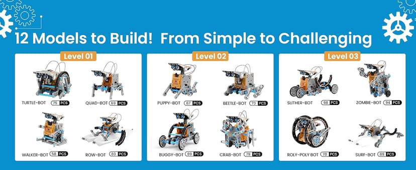 Sillbird 12-in-1 Solar Robot Building Kit STEM Gift for Boys Aged 8-13, DIY Science Educational Robotic Toys for Kids Teens Birthday, Powered by The Sun with 190 Pieces