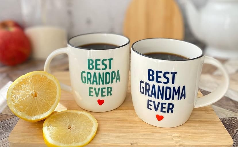 Triple Gifffted Worlds Best Grandparents Coffee Mugs for Grandma and Grandpa, Gifts Ideas From Grandkids, Grandchildren, New First Time Grandparent Announcement Christmas Valentines Day, Ceramic 380ml
