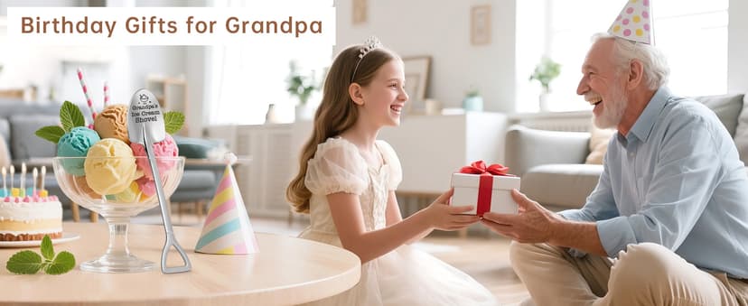 Grandpa Papa Gifts for Birthday Fathers Day Funny Dad’s Ice Cream Shovel Spoon Presents for Grandfather Pops Daddy Step Bonus Dad, Dad’s Birthday, from Grandkids, Grandchildren