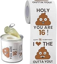 16th Birthday Gifts for Boy or Girl - Happy Prank Toilet Paper - 16th Birthday Decorations, Party Supplies Favors - Funny Gag & Novelty Bday Present for Him, Her, Friends- Sweet 16 Year Old Gift Ideas