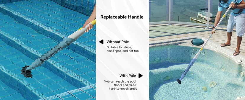 Lydsto S1 Lite Cordless Spa Hot Tub Vacuum Cleaner – 90-Min Runtime, Powerful 20W Brushless Motor, Includes 3 Aluminum Poles, Lightweight Handheld Pool Vacuum to Clean Small Debris Types, Silver