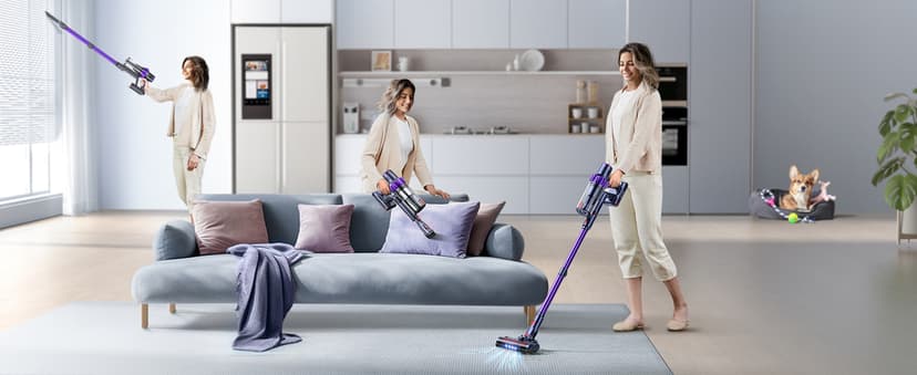 Cordless Vacuum Cleaner, 2 Batteries 110 Mins Runtime Vacuum Cleaners for Home, 45KPA 550W Stick Vacuum with Brushless Motor, Automatically Adjust Suction, Handheld Vacuum for Pet Hair/Carpet/Floor