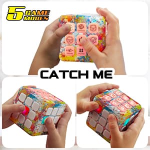 Power Your Fun Cubik LED Flashing Cube Memory Game - Electronic Handheld Game, 5 Brain Memory Games for Kids STEM Sensory Toys Brain Play Puzzle Fidget Light Up Cube Stress Relief Fidget Toy (Tie Dye)