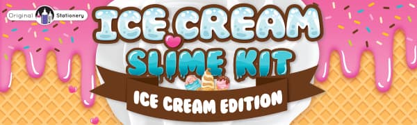 Original Stationery Slime Kit for Girls - 31-Piece Multicolor Ice Cream, Cherry Scent - DIY Ice Cream Slime Making Kit & Arts and Crafts for Kids Ages 8-12 - Birthday Gifts for Girls