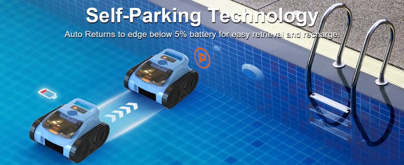 (2025 Upgrade) Pool Vacuum for Inground Pools, Robotic Pool Cleaner, Wall Climbing Pool Cleaner, Cleans Pool Floors, Drain & Walls & Waterline, Cleaning Up to 2100 Sq.ft, 180 Min