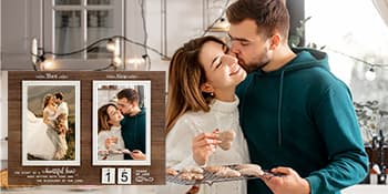 Then & Now Anniversary Picture Frame, 1-99 Years Wedding Gift Ideas - Anniversary Wood Photo Frame, Engagement Bridal Shower Gifts with Sentimental Quote - Holds 2 4x6 Inches Photos (Then & Now)