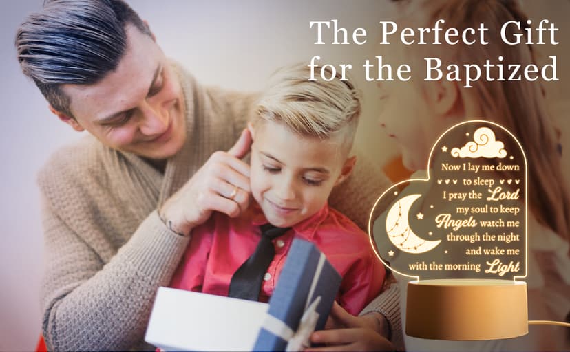 Baptism Gifts for Girl Boy, Nursery Decor Night Light Gifts for Bedtime Prayer, Baby Christening Gifts for Boys Girls, Dedication Gifts Baptismal Gifts Birthday Gifts for Kids, Baptism Decorations