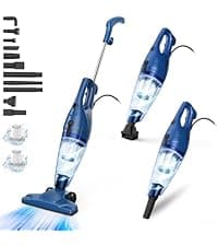 23Ft Corded Vacuum Cleaner, 600W Powerful Self-Standing Stick Vacuum for Home with 20Kpa Suction, 2 Speeds Lightweight Household Vacuum Cleaner for Carpet,Hardwood Floors and Pet Hair