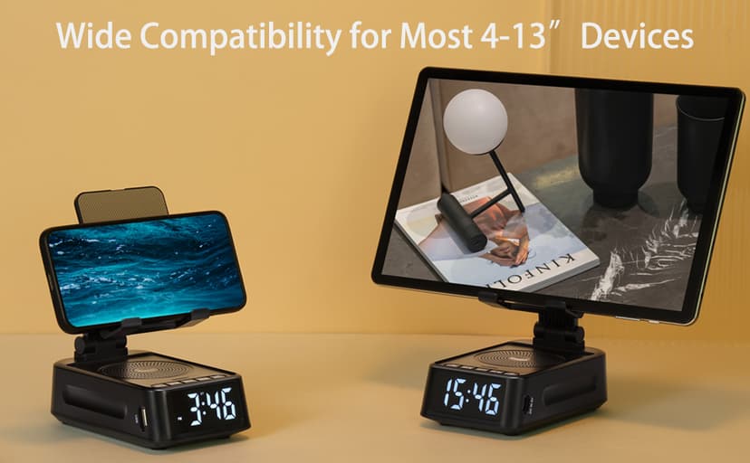 Gifts for Men Women, Phone Stand with Bluetooth Speaker&Clock, Birthday Gifts for Him, Phone Holder with Wireless Speaker, Ideal for Dad Mom Husband Boy, Cool Tech Gadget for Men